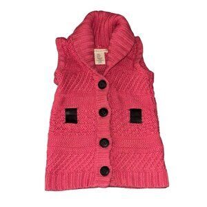 Girls Pink Sweater Vest With Shawl Collar & Button Closure By The Eagles Eye